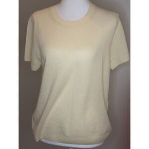 Quince NWT Mongolian Cashmere Tee Pale Custard Yellow - Limited